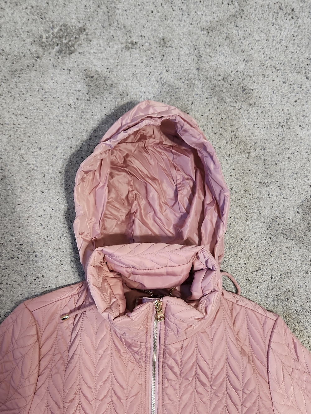 Kate Spade Chevron Quilted Full Zip Hooded Jacket Dusty Rose Size Medium - Picture 12 of 12